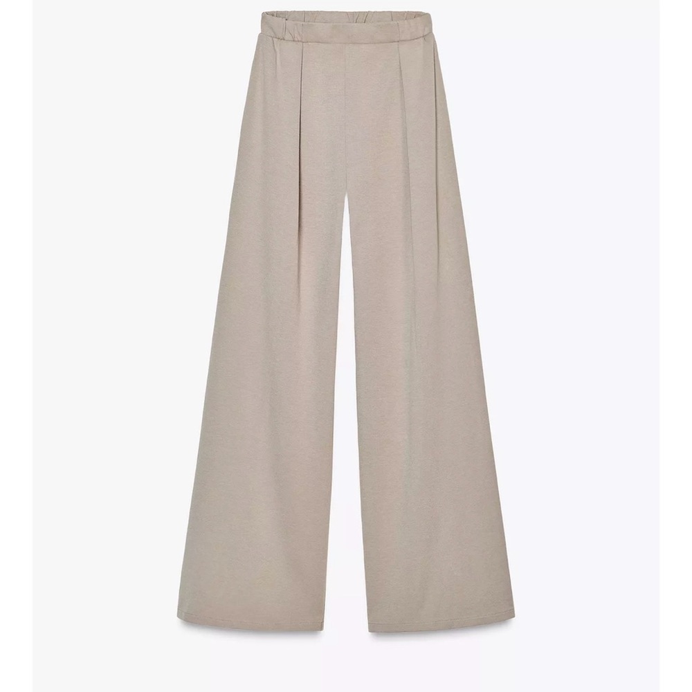 Zara Interlock Elegant Tan Wide-Leg Women's Pants